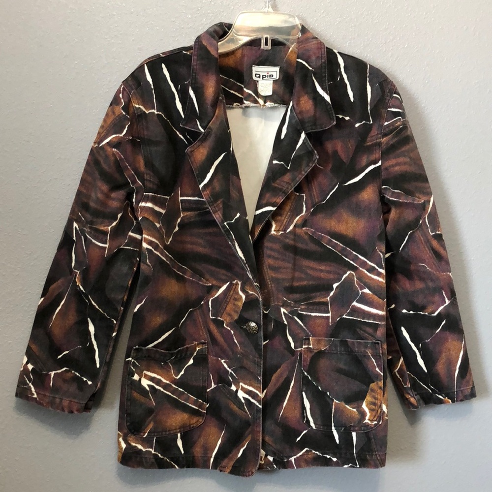 Vintage Q Pid denim jacket Unisex M abstract colorful jeans print retro Y2K 90s